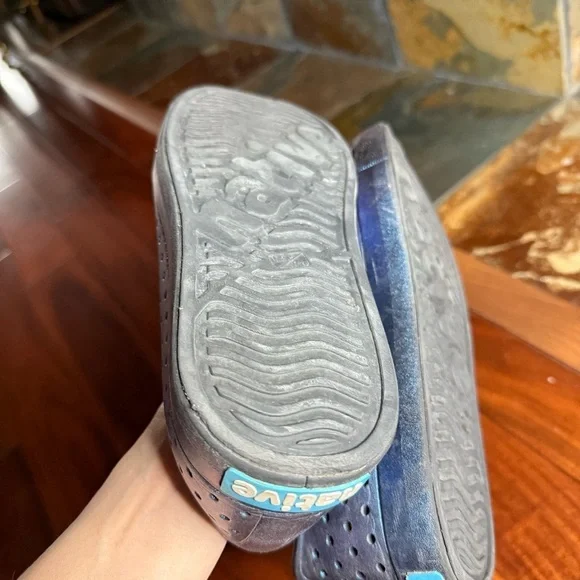 Shiny Blue Perforated Slip-Ons - Picture 14 of 16